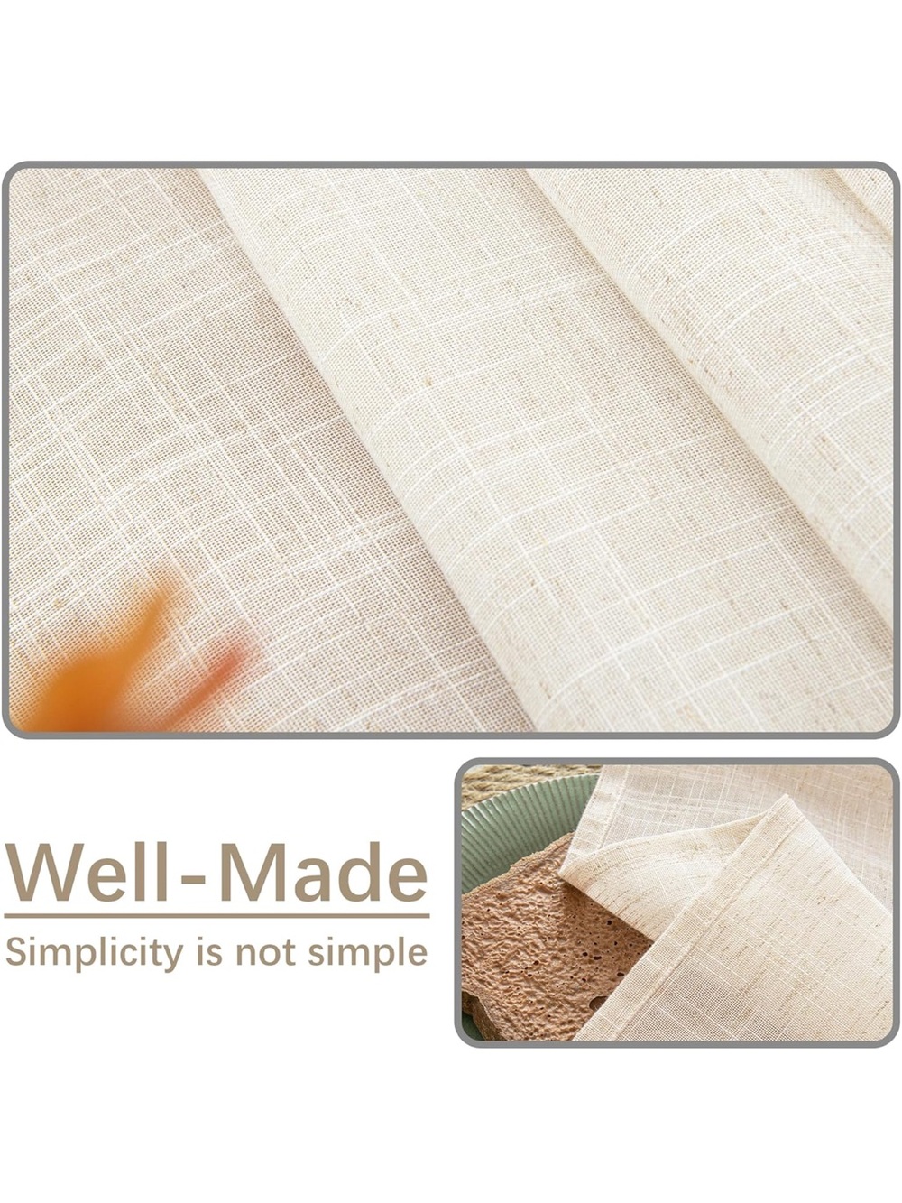 NEW Karseteli Natural Linen Textured 70” Square Tablecloth, Slubby Lightweight - Picture 4 of 7